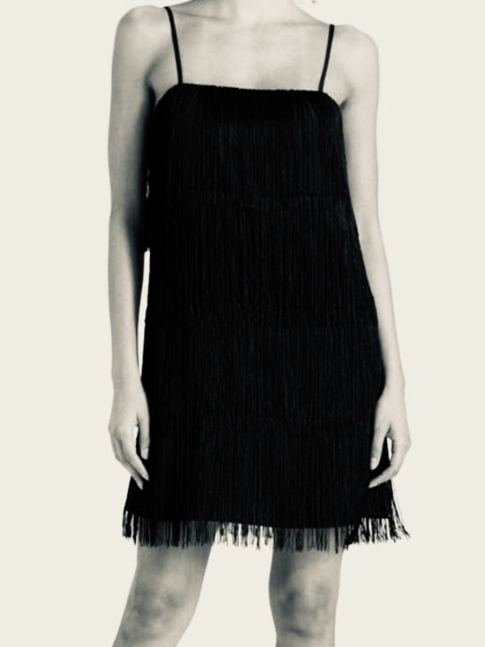 Fringe Mini Dress Black Sz XS 20’s 30’s Gatsby Jazz New Years Party Cami Vintage